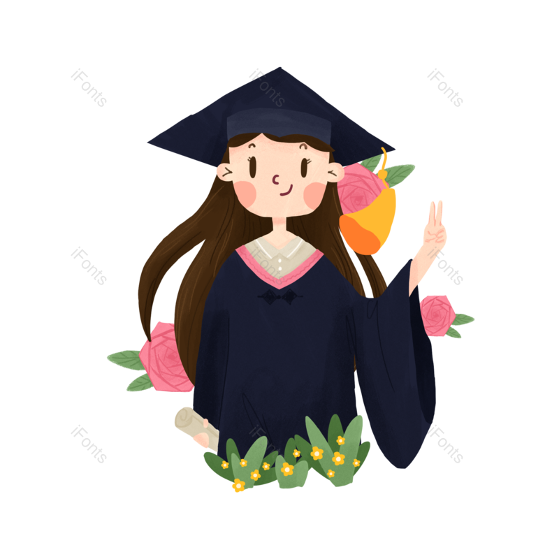 卡通图片,毕业季元素,博士帽PNG,开心免抠素材